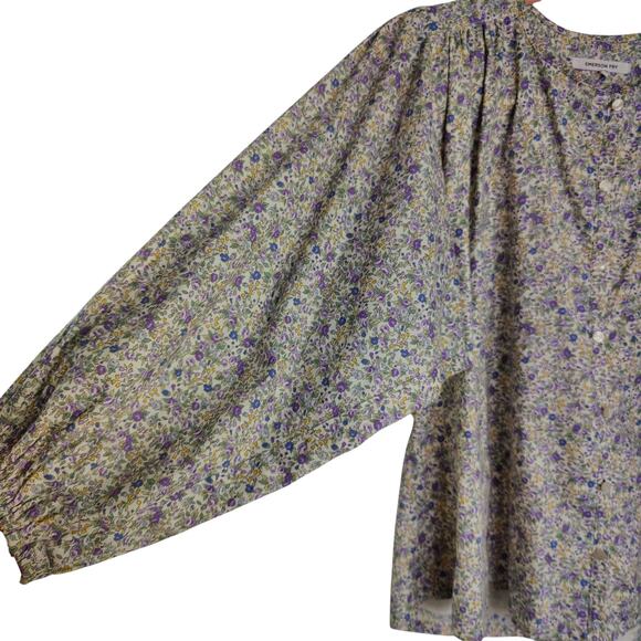 Emerson Fry Women's Sz XS Elina Blouse Calico Button Front Micro Floral Oversize - Picture 4 of 6